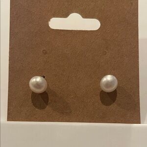 Elegant White Pearl Stud Earrings